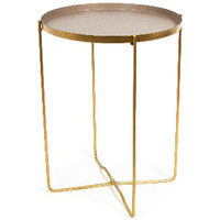 Table d'appoint ronde taupe et métal doré "Elisa"