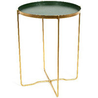 Table d'appoint ronde verte et métal doré "Elisa"