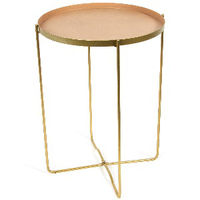 Table d'appoint ronde rose et métal doré "Elisa"
