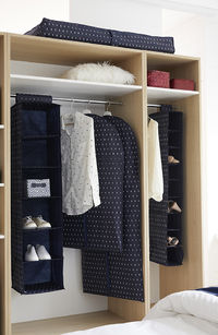 Lot de 5 rangements dressing bleu marine "Kasuri"