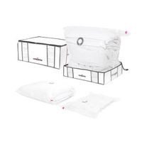 Lot de rangements sous-vide : 2 housses souples + 2 sac de compression