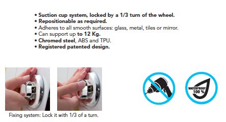 Anneau porte-serviettes à ventouse argent "Bestlock" 4 Compactor