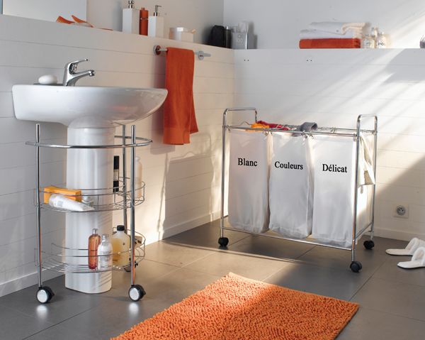 Chariot à linge 3 compartiments blanc "Nova" 2 Compactor