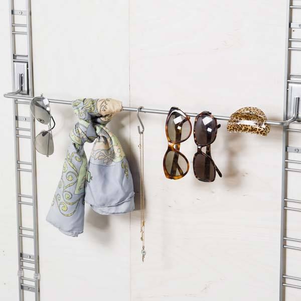 Barre de rangement mural pour crochets chromée "Walltech"