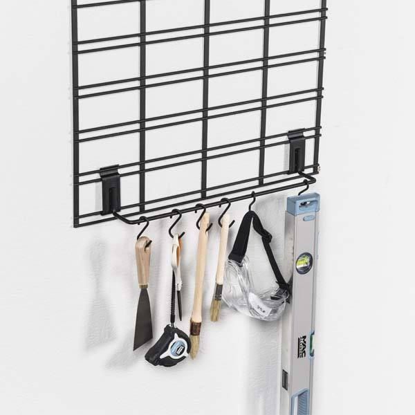 Barre de rangement mural pour crochets noire "Walltech"