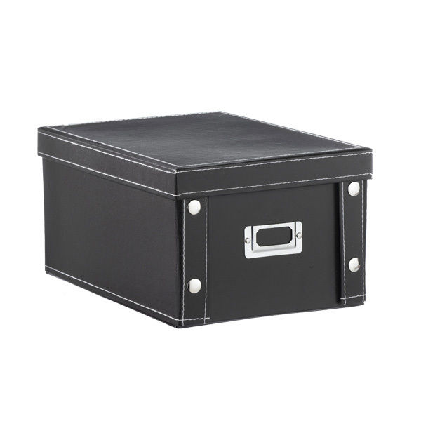 Boite de rangement rectangulaire aspect cuir marron L