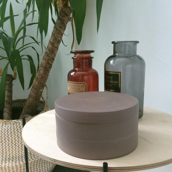 Boîte ronde "Julie" taupe