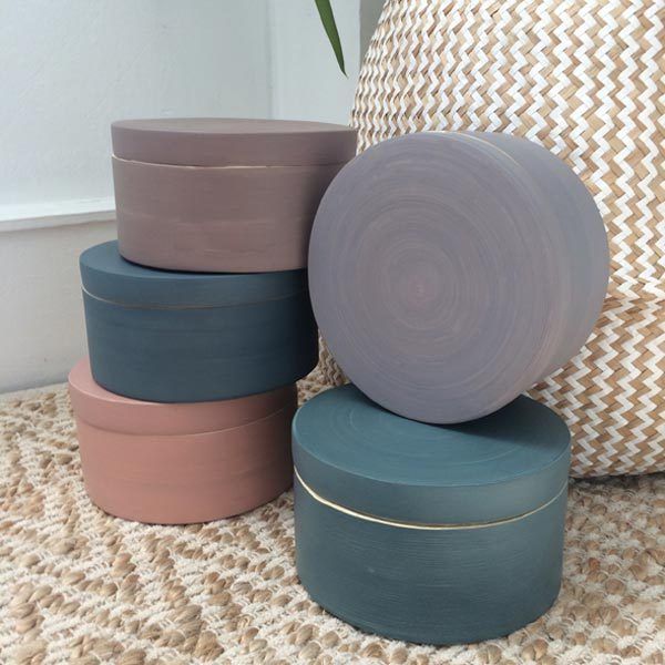 Boîte ronde "Julie" taupe