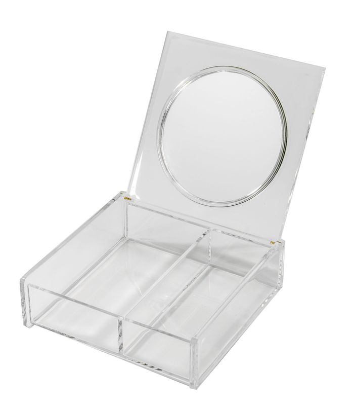 Boite de rangement maquillage avec miroir transparent 1 Compactor