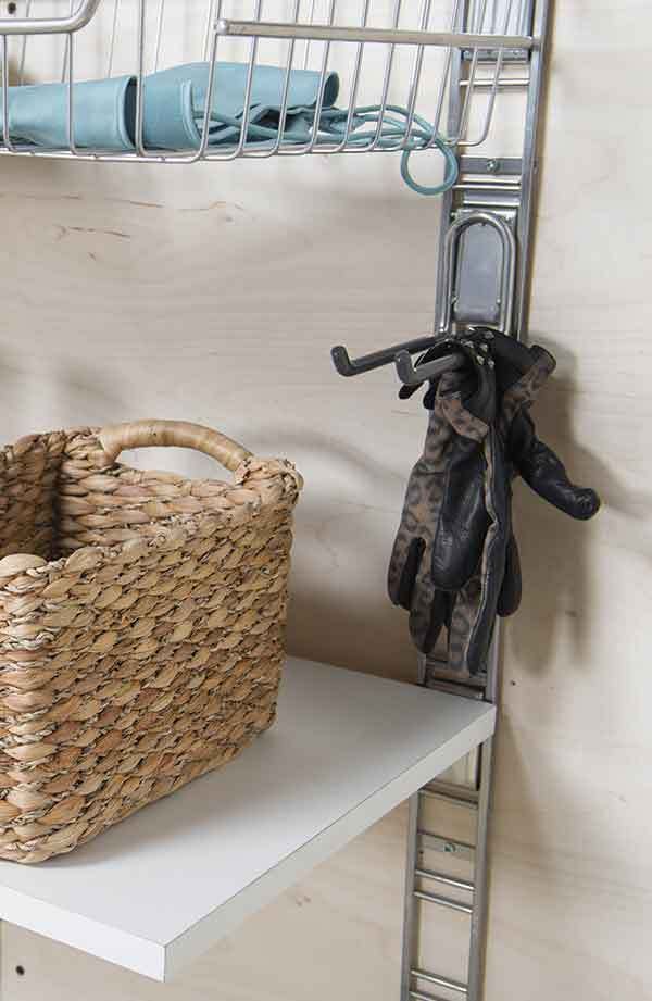 Crochet de rangement mural double chromé "Walltech" grand modèle