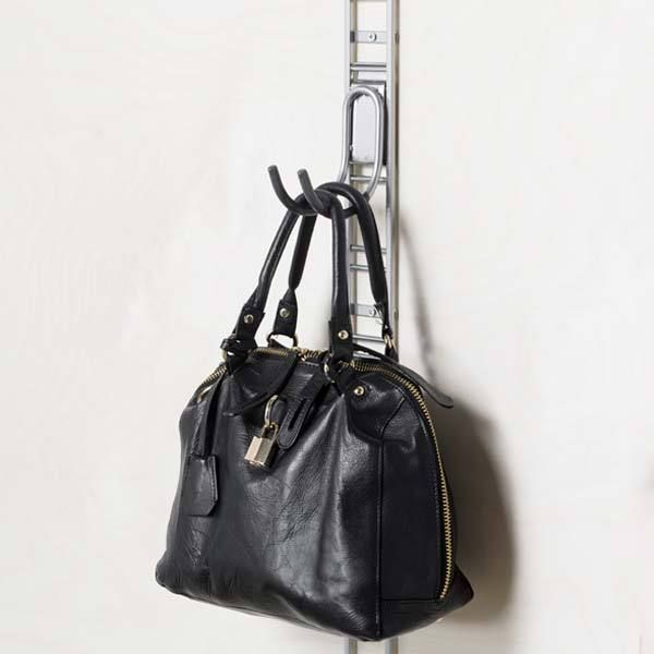 Crochet de rangement mural double incurvé chromé "Walltech"