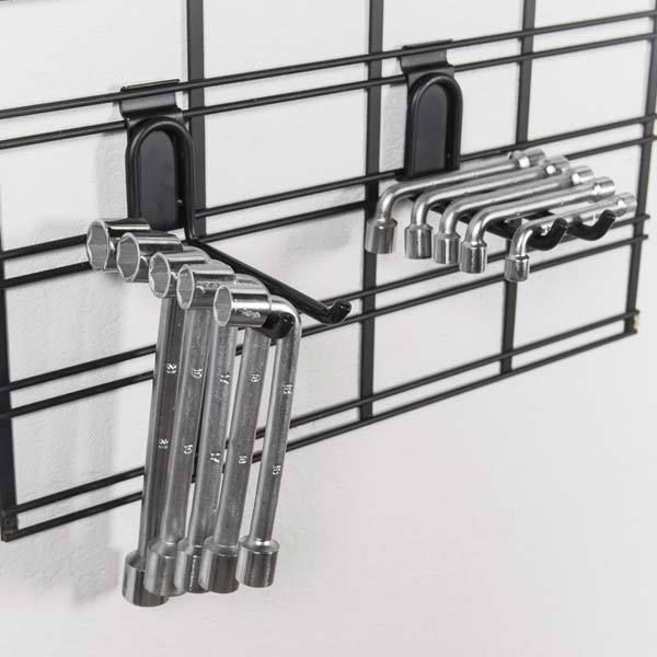 Crochet de rangement mural double noir "Walltech" grand modèle