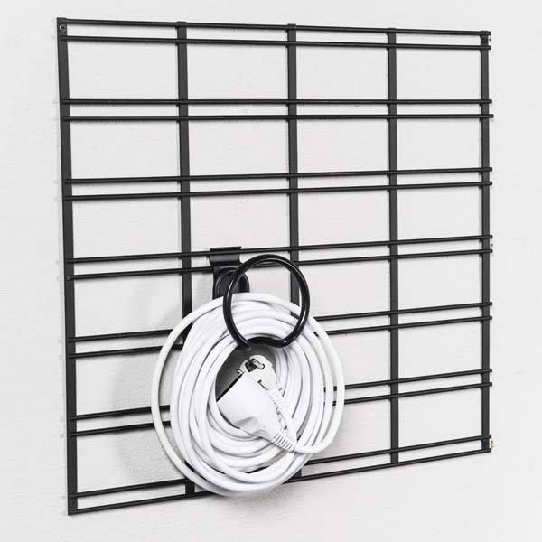 Crochet de rangement mural pour câble et tuyau noir "Walltech"
