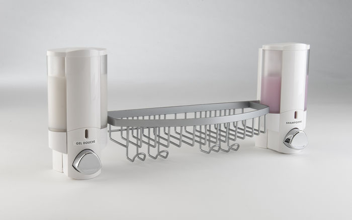 Tablette murale avec double distributeur de savon blanc 1 Compactor