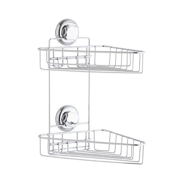 Etagère d’angle double à ventouses argent "Bestlock" 1 Compactor