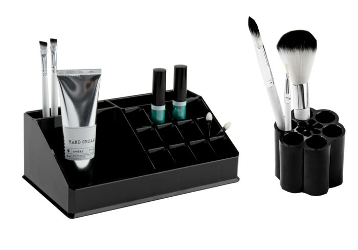 Lot de 2 rangements maquillage et pinceaux noir "Anais" 1 Compactor