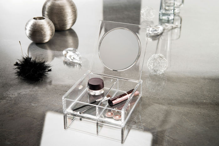 Lot coffret de rangement maquillage avec miroir transparent "Romy" 2 Compactor