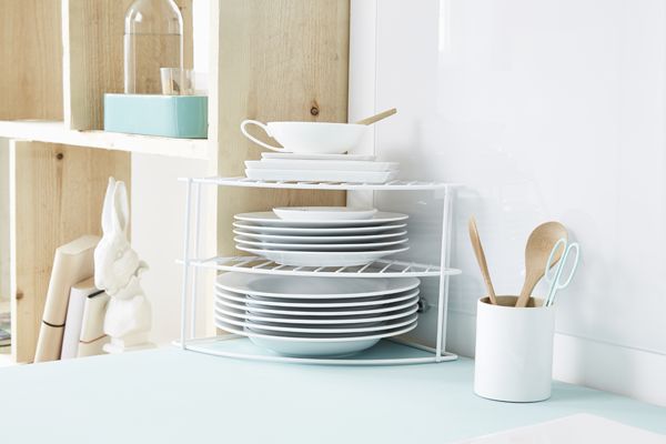 Etagère d'angle arrondie 3 niveaux blanche pour cuisine 4 Compactor