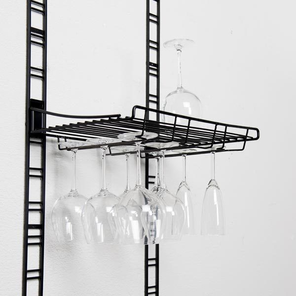 Étagère de rangement mural pour verres noire "Walltech"