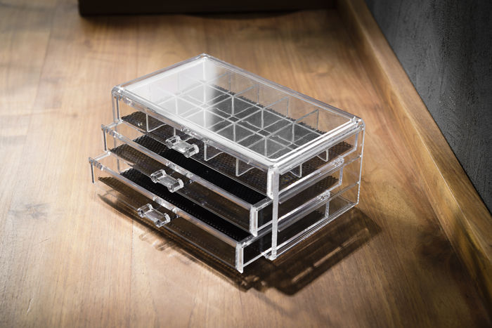 Coffret range-bijoux 3 tiroirs transparent grand modèle 7 Compactor