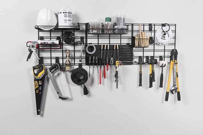 Grille de support pour rangement mural noire "Walltech" M