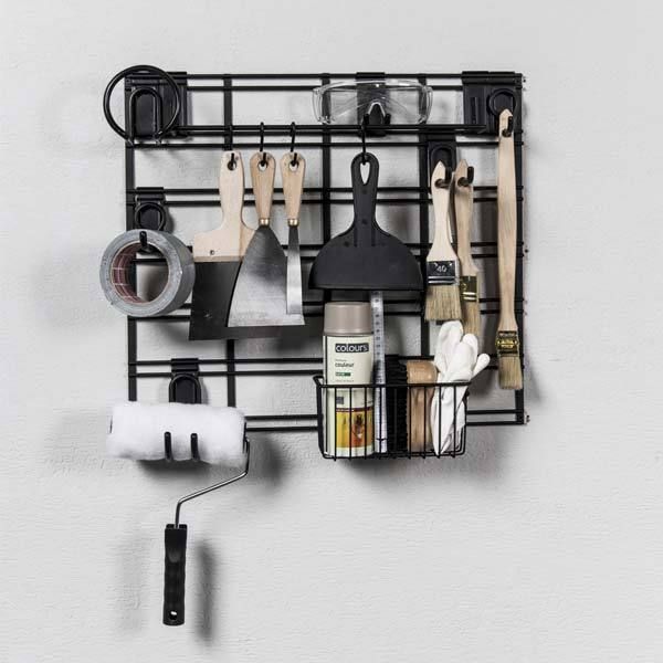 Grille de support pour rangement mural noire "Walltech" M