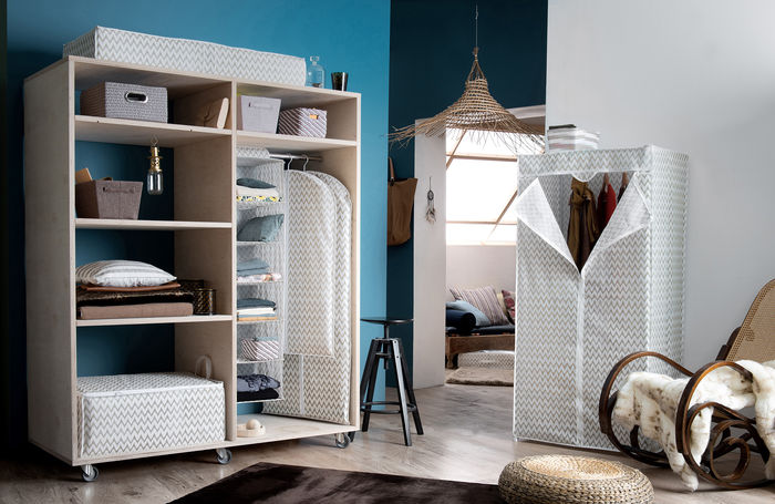 Lot de 2 housses de rangement dessous de lit beiges "Ikat" 2 Compactor