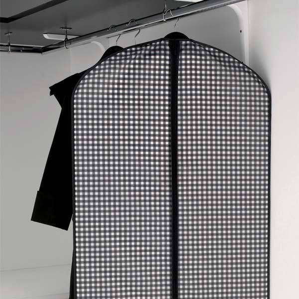 Housse longue pour vêtements noire "Vichy"