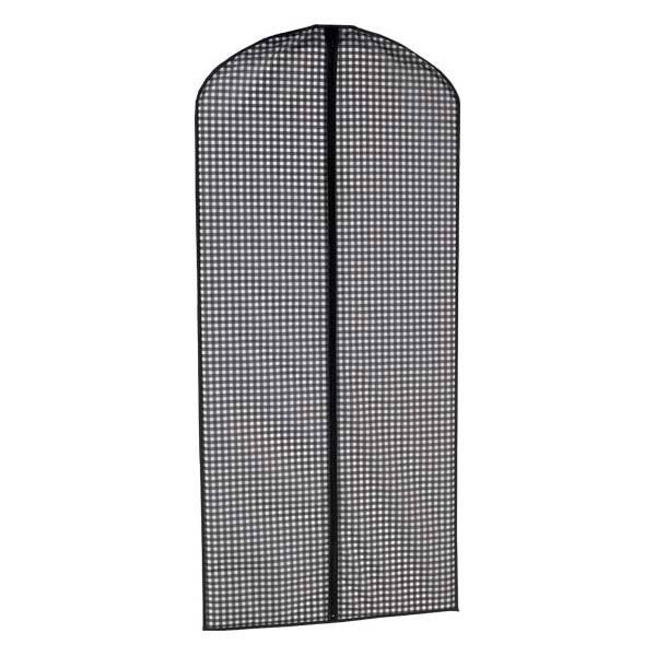 Housse longue pour vêtements noire "Vichy"