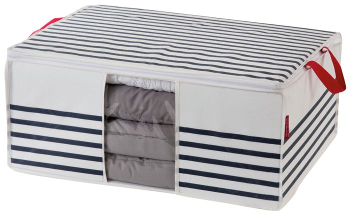 Housse de rangement pour couette bleue et blanche "Marinière" 1 Compactor