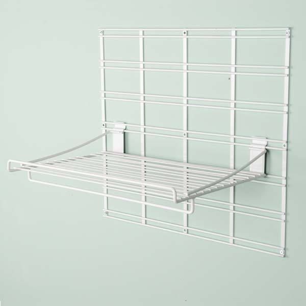 Kit d'étagère murale buanderie blanche sur grille "Walltech"