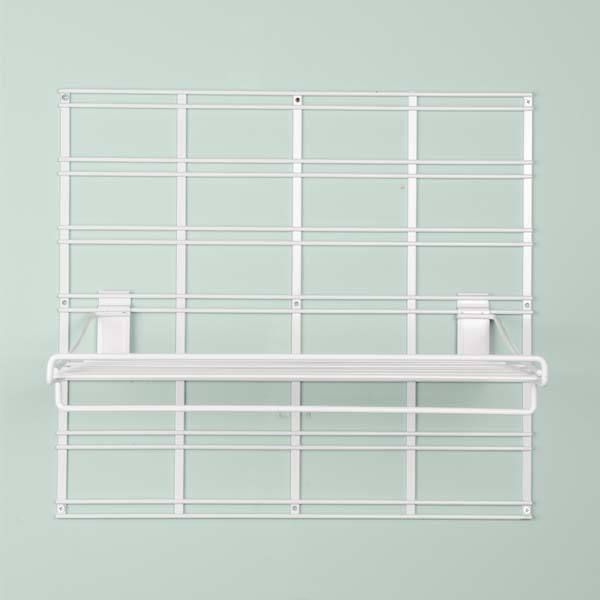 Kit d'étagère murale buanderie blanche sur grille "Walltech"