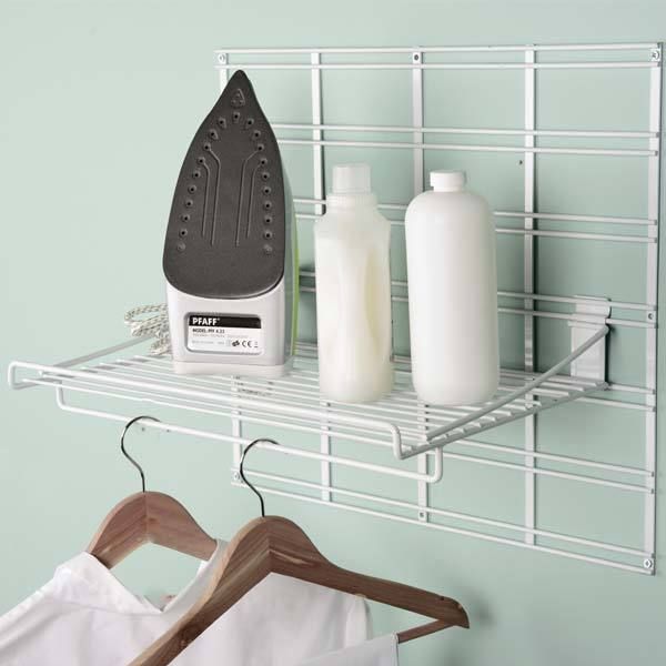 Kit d'étagère murale buanderie blanche sur grille "Walltech"