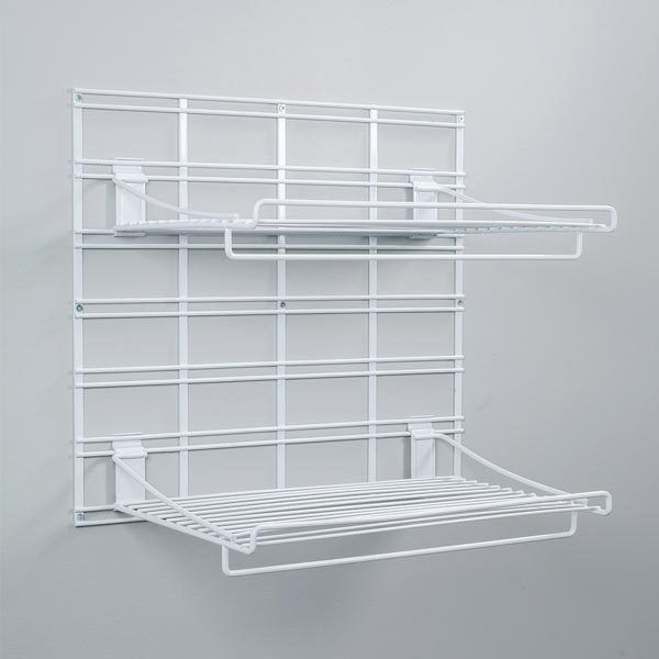 Kit de 2 étagères murales blanches sur grille buanderie "Walltech"