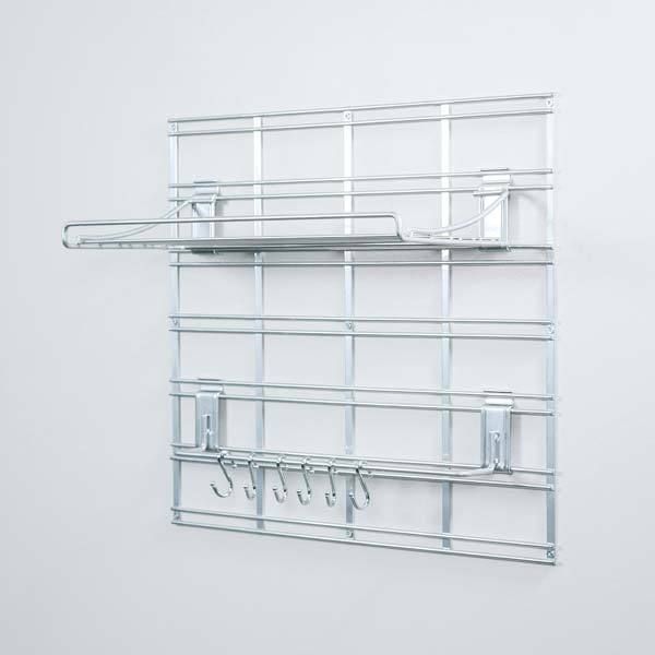 Kit de rangements muraux argent sur grille Walltech