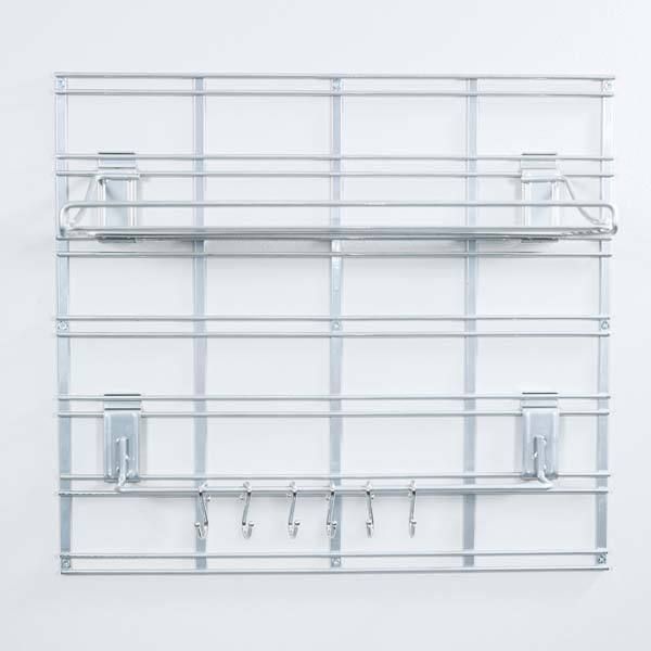 Kit de rangements muraux argent sur grille Walltech