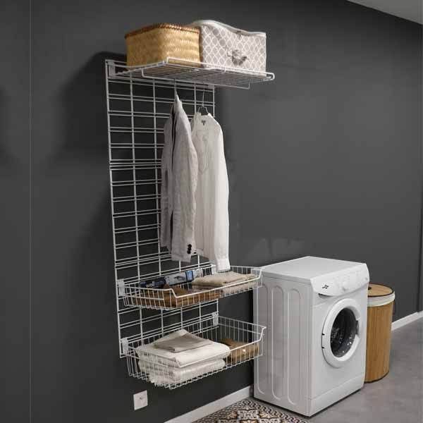 Kit de rangements muraux buanderie blancs grand modèle "Walltech"