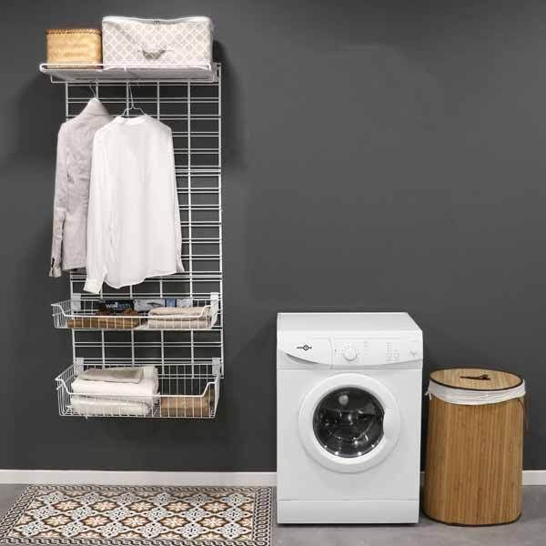 Kit de rangements muraux buanderie blancs grand modèle "Walltech"