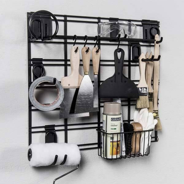 Kit de rangements muraux garage noirs pour outils "Walltech"