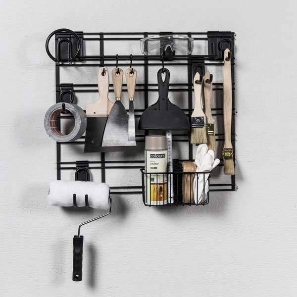 Kit de rangements muraux garage noirs pour outils "Walltech"