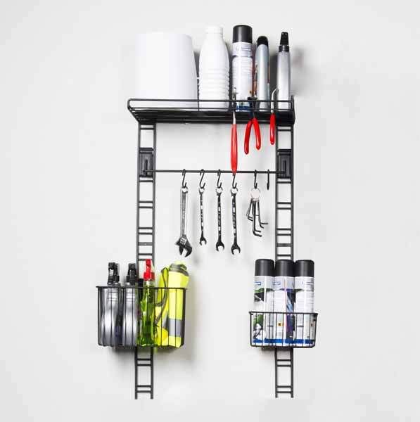 Kit de rangements muraux garage noirs "Walltech"