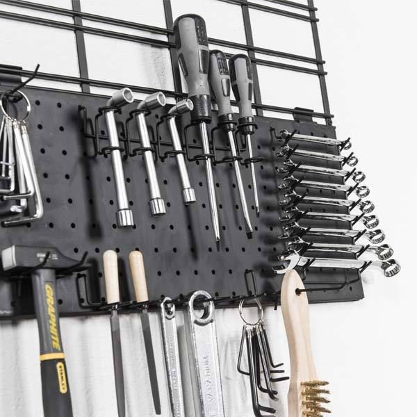 Lot de 10 crochets de rangement mural pour outils noirs "Walltech"