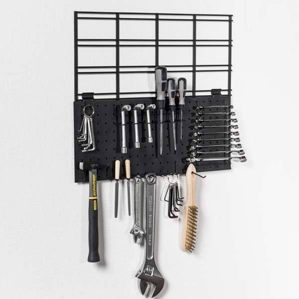Lot de 10 crochets de rangement mural pour outils noirs "Walltech"
