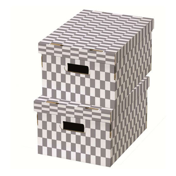 Lot de 2 boîtes «Check» coloris gris
