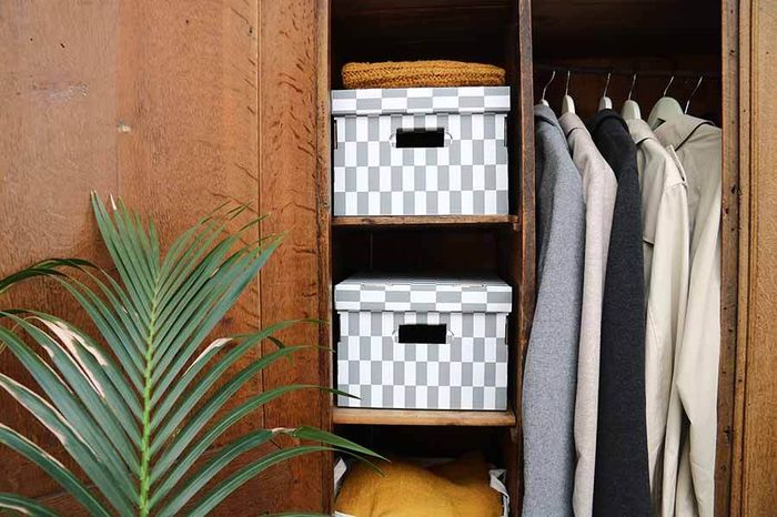 Lot de 2 boîtes «Check» coloris gris