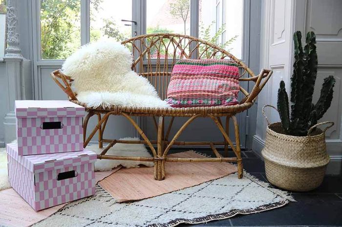 Lot de 2 boîtes «Check» coloris rose