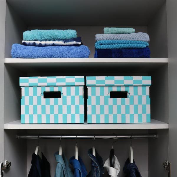 Lot de 2 boîtes « Check» coloris turquoise
