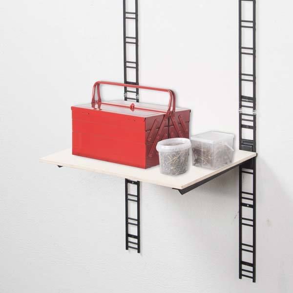 Lot de 2 équerres pour rangement mural noires "Walltech"