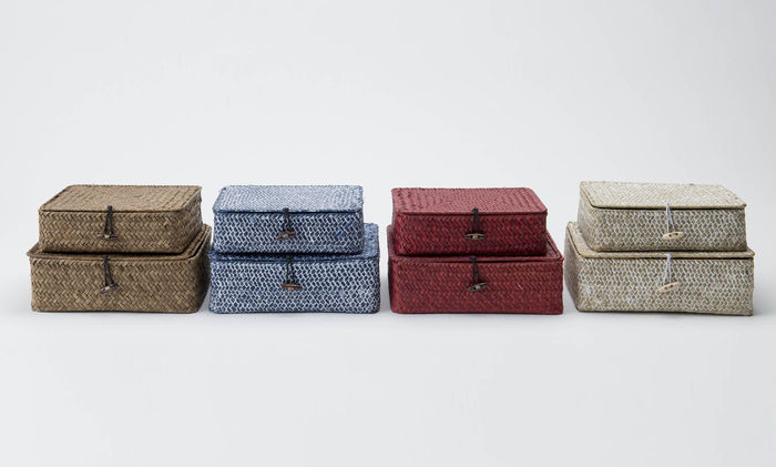 Lot de 2 boites de rangement carrées beiges "Macao" 5 Compactor