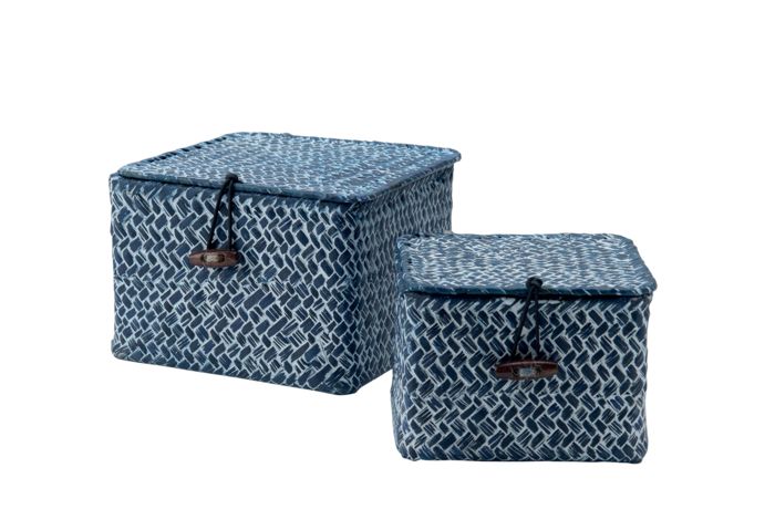 Lot de 2 boites de rangement rectangulaires bleues "Trésors" 1 Compactor